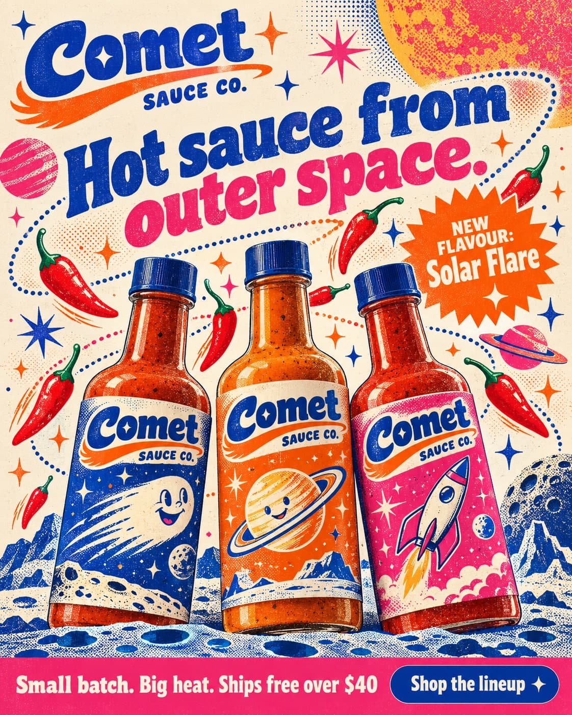 Comet Sauce Co brand reference image supplied with the prompt