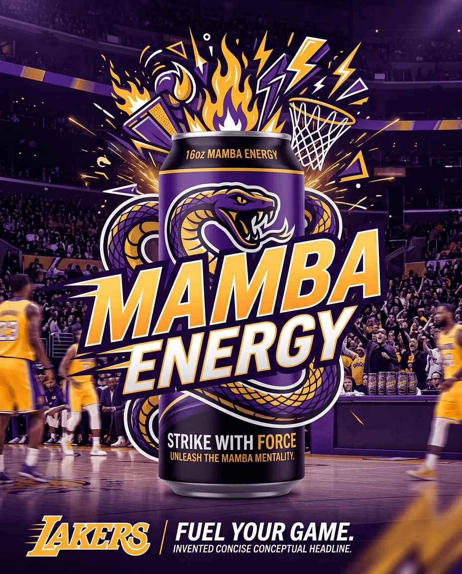 AI Black Mamba Energy Drink Can Ad generated with BrandGen