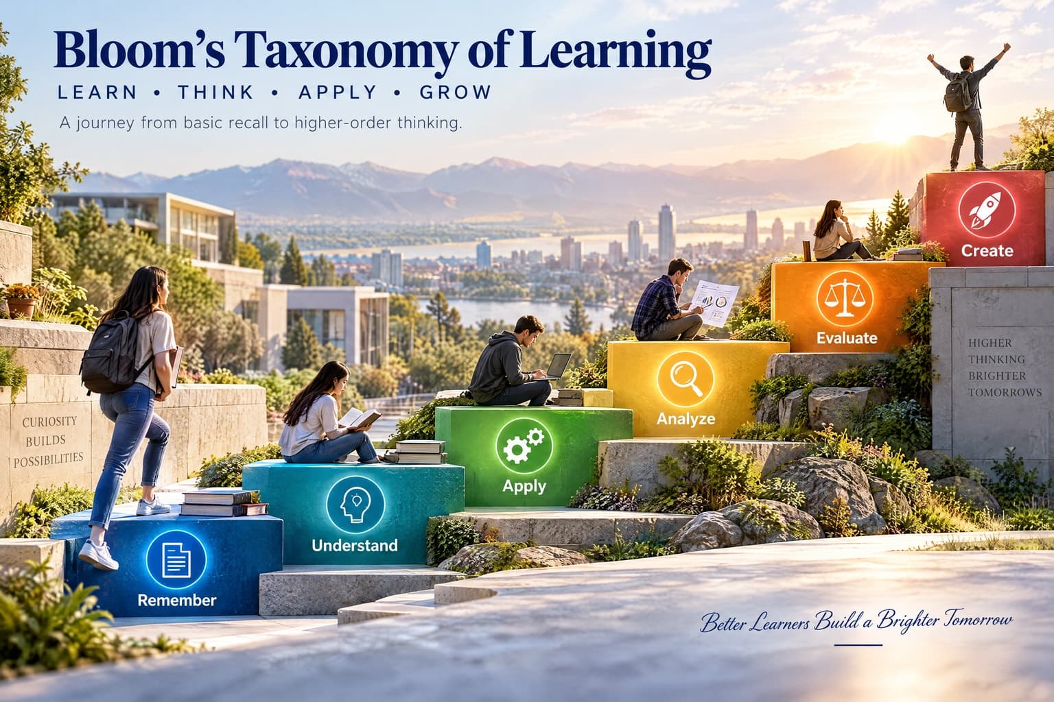 AI Bloom's Taxonomy Journey, Sunburst Variant generated with BrandGen