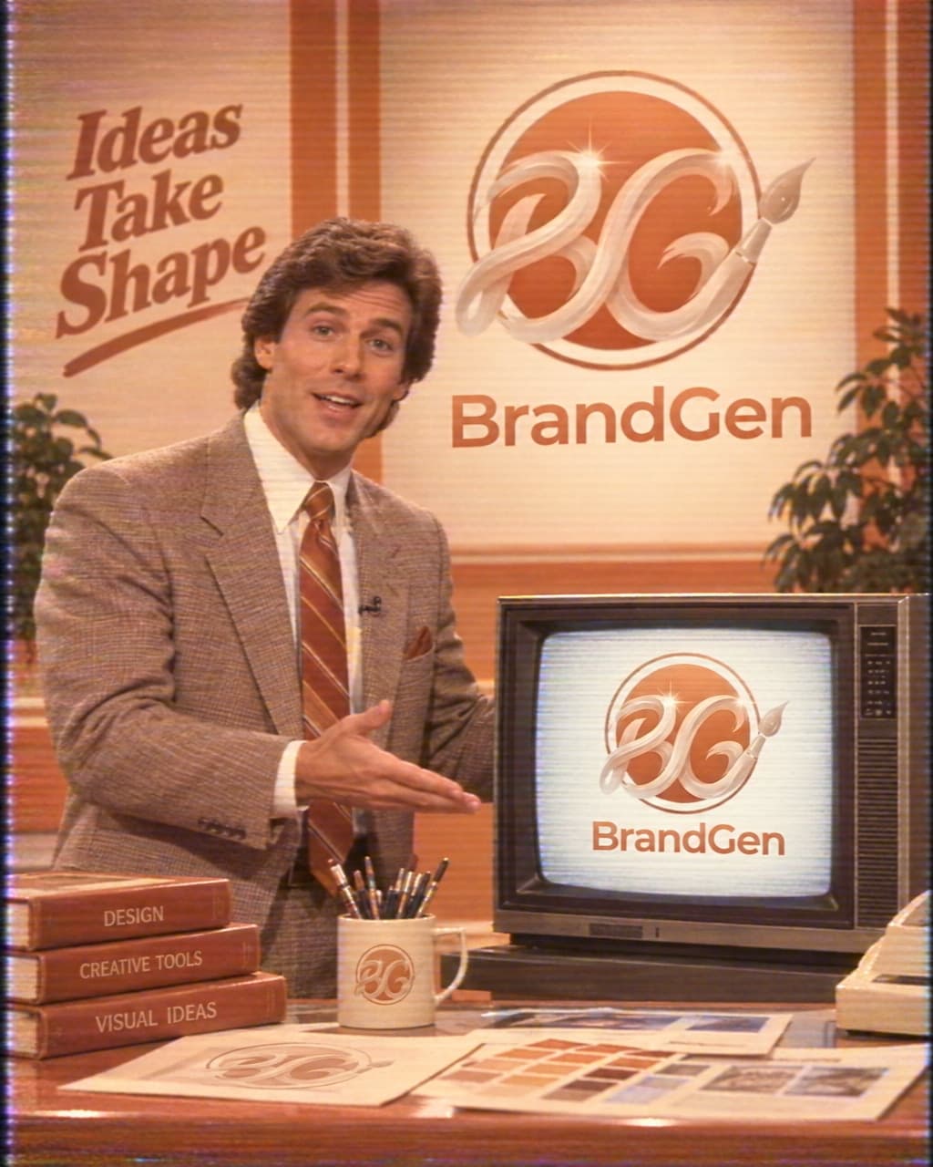 AI 1985 TV Infomercial Still for BrandGen generated with BrandGen