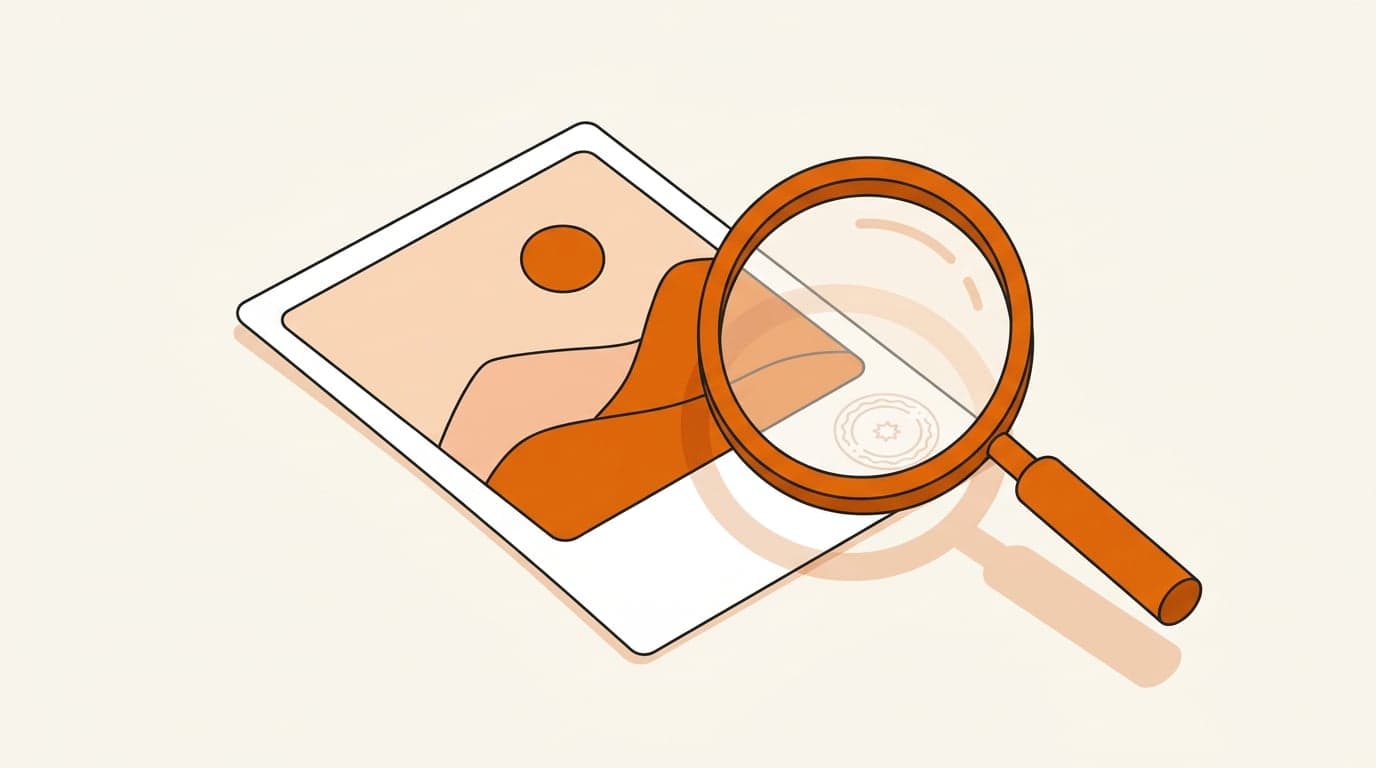 AI BrandGen Help Illustration: Checking Photo Details Up Close generated with BrandGen