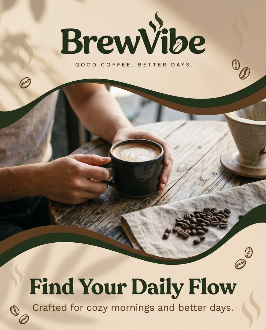 AI BrewVibe Find Your Daily Flow Latte Instagram Ad generated with BrandGen