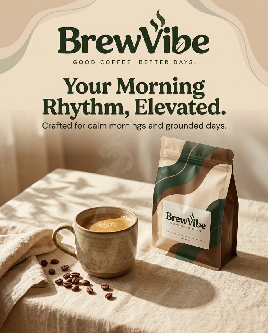 AI BrewVibe Morning Rhythm Coffee Bag Instagram Ad generated with BrandGen