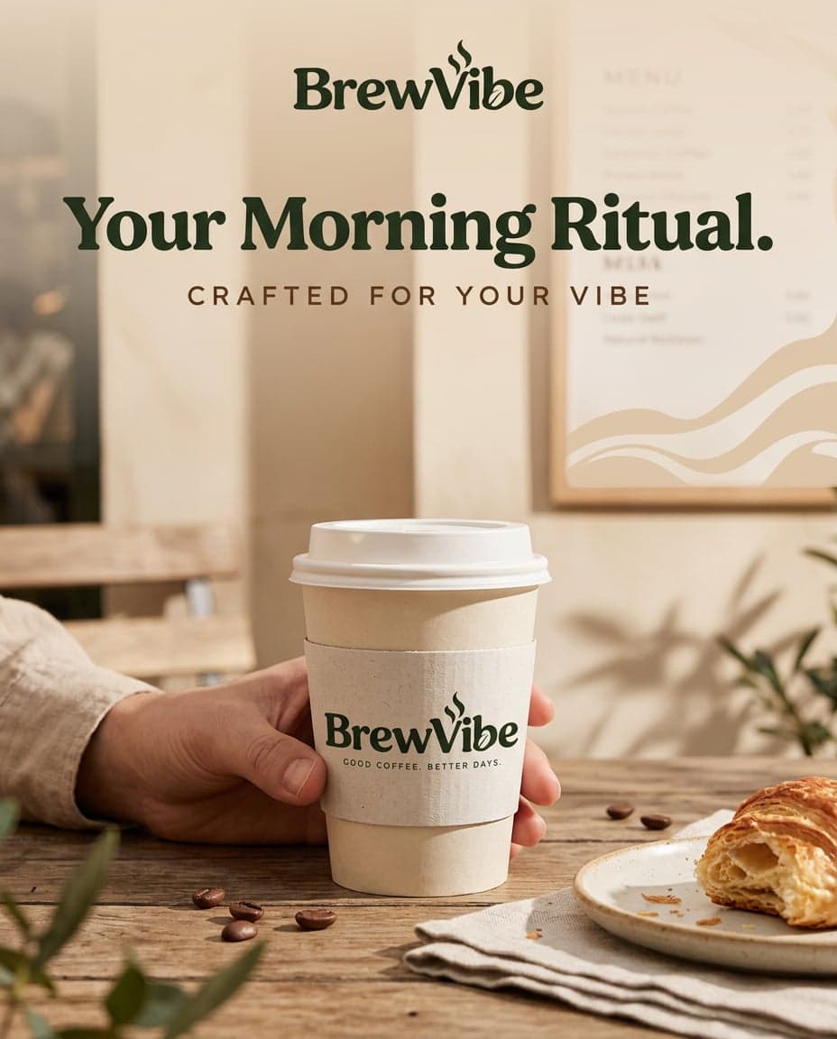 AI BrewVibe Morning Ritual Takeaway Cup Instagram Ad generated with BrandGen