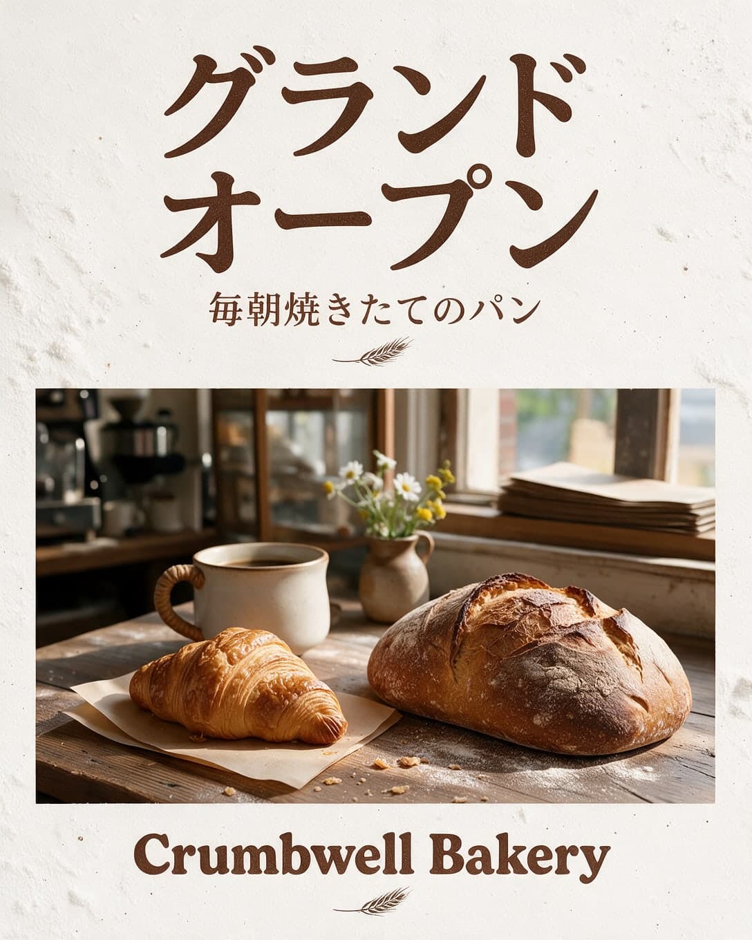 AI Bakery Opening Poster Translated to Japanese generated with BrandGen
