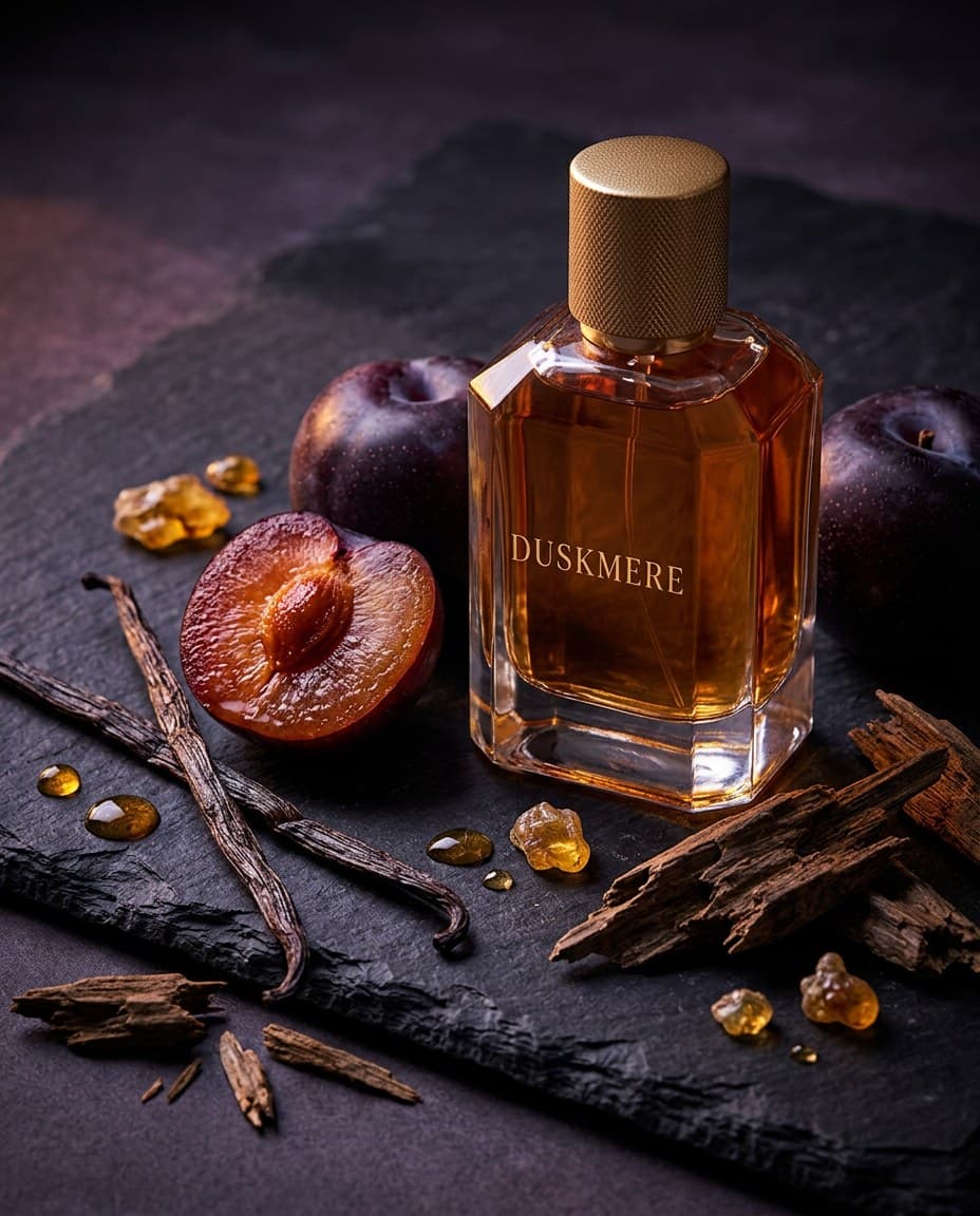 AI Duskmere Fragrance Notes Still Life generated with BrandGen