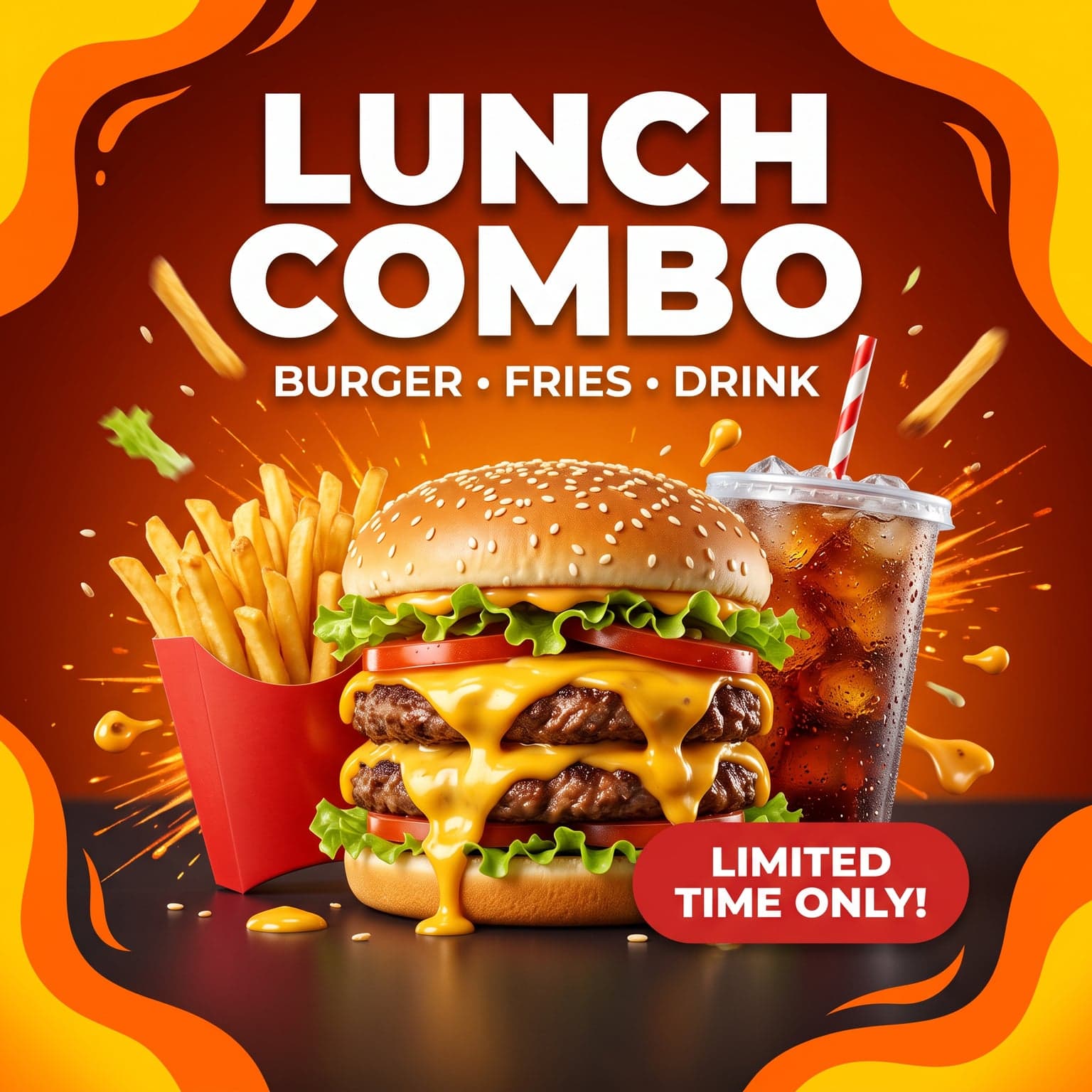 AI Fast Food Lunch Combo Poster generated with BrandGen