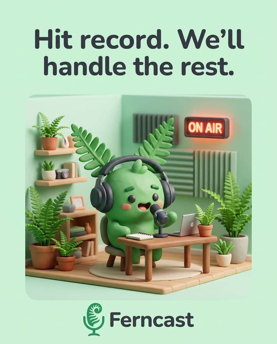AI Ferncast Hit Record Mascot Studio Post generated with BrandGen