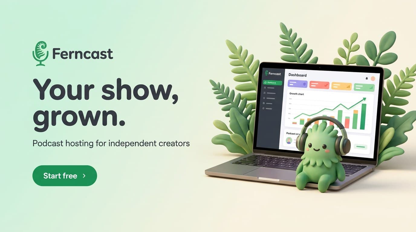 AI Ferncast Your Show Grown SaaS Launch Banner generated with BrandGen