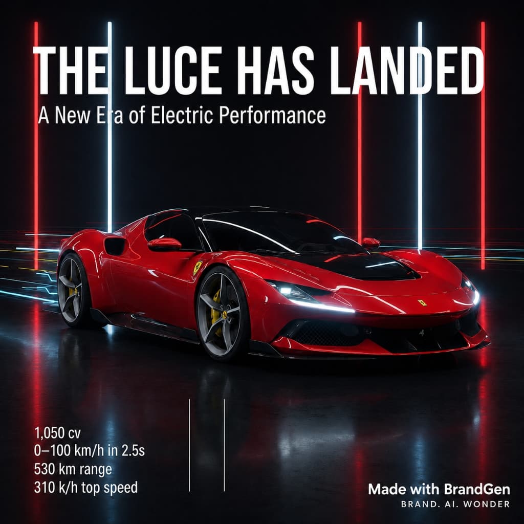 AI Ferrari Luce EV Launch Poster generated with BrandGen