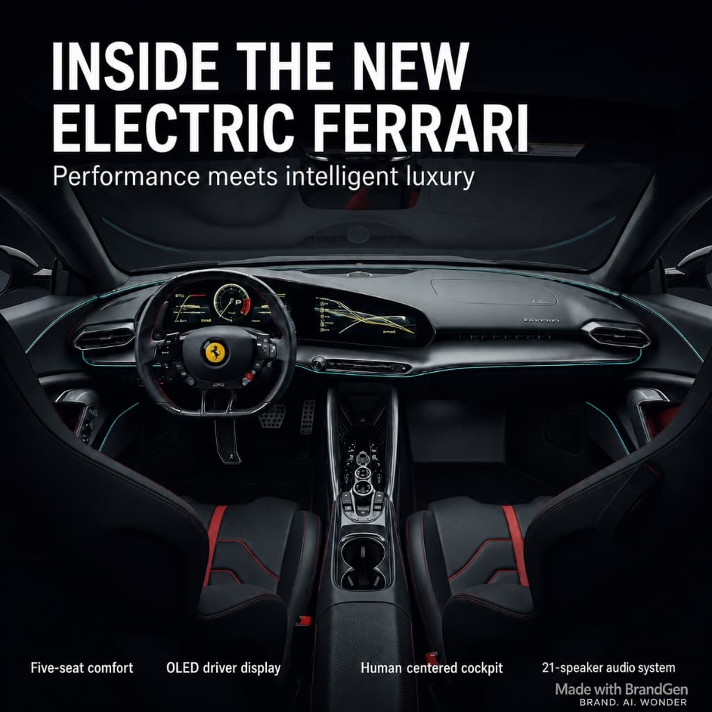 AI Ferrari Luce EV Interior Campaign generated with BrandGen