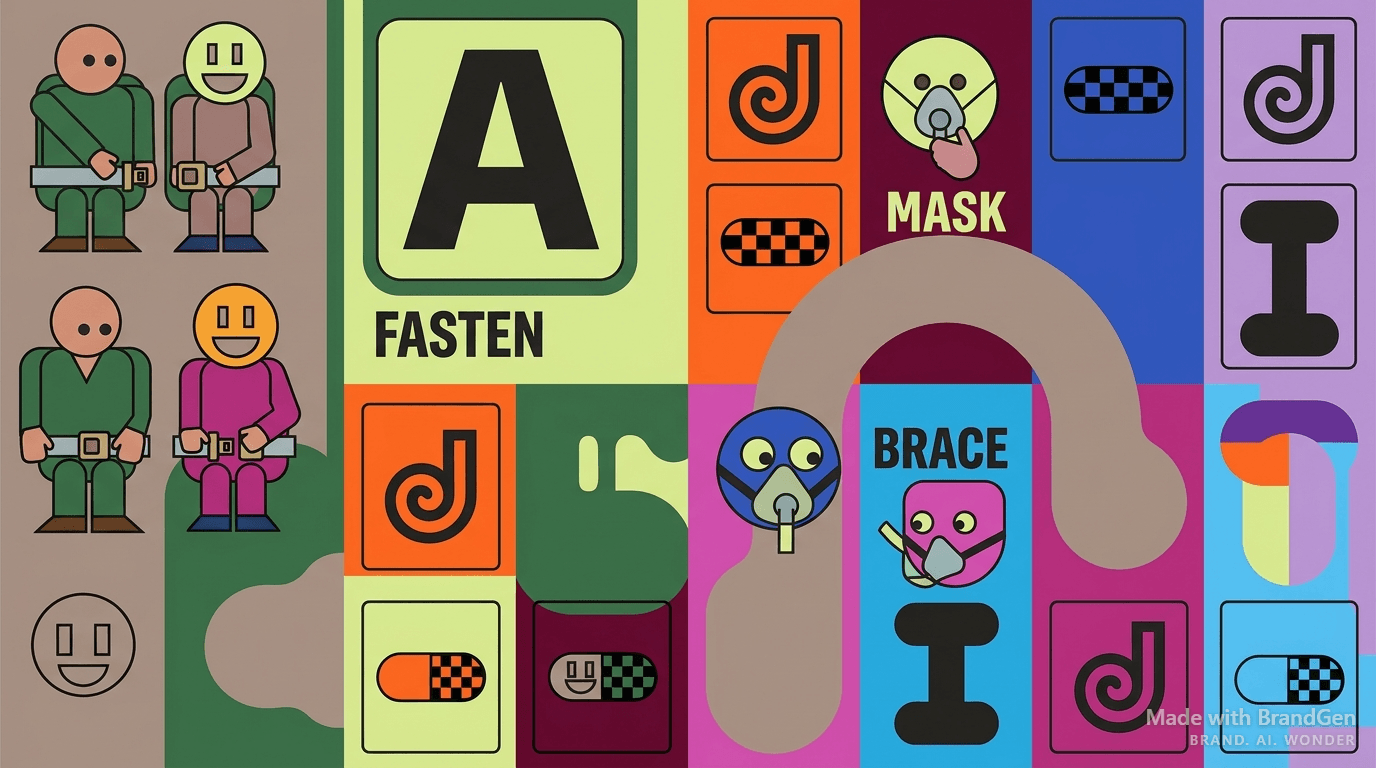 AI Figma-Style Airline Safety Card generated with BrandGen
