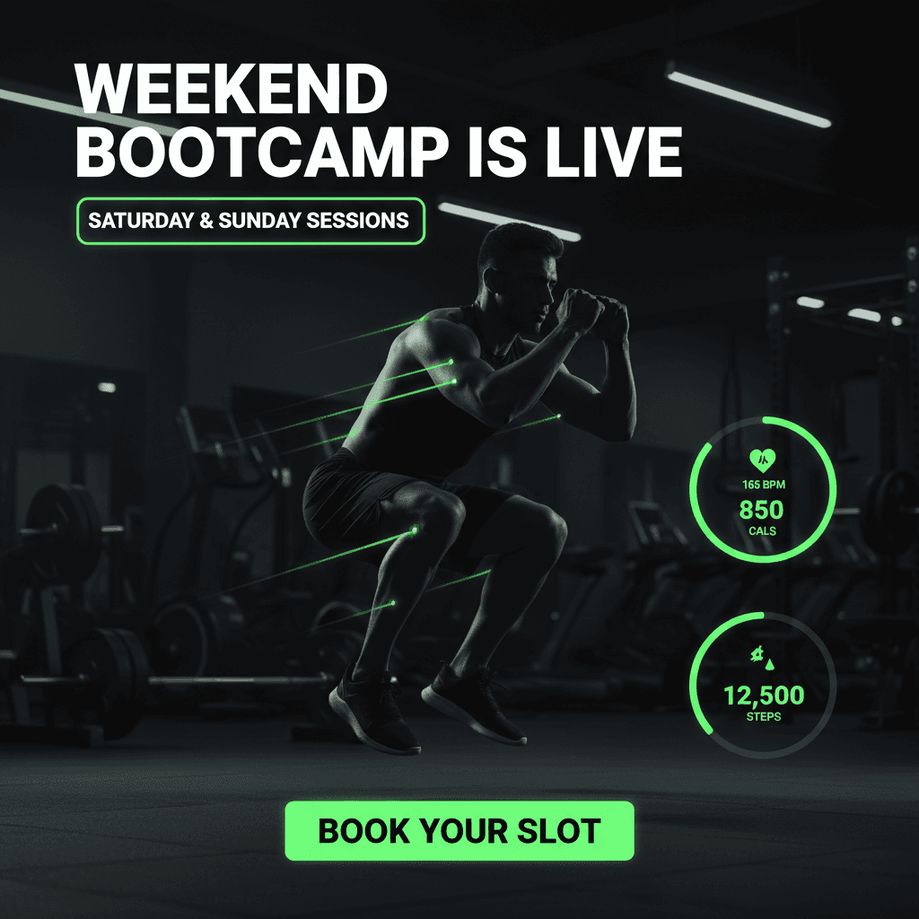 AI Weekend Bootcamp Fitness Poster generated with BrandGen