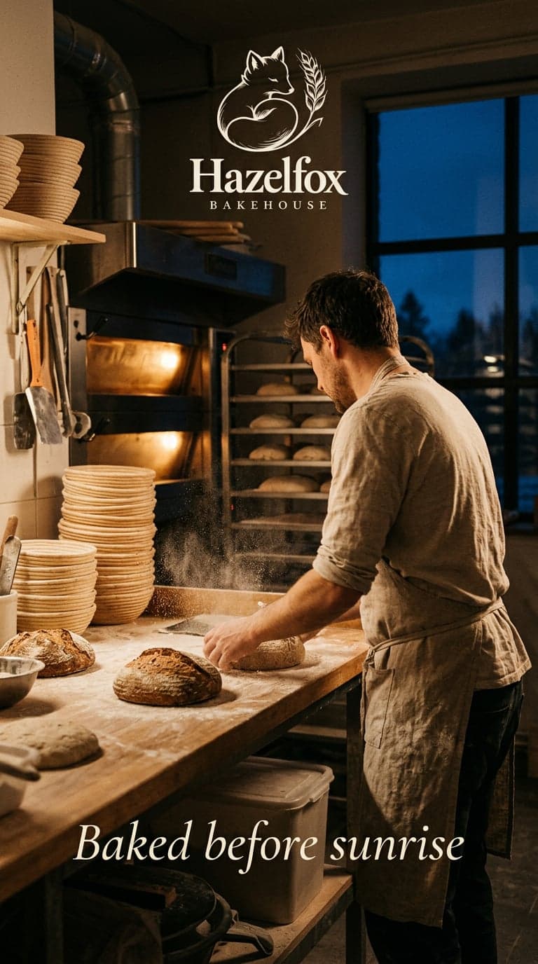AI Hazelfox Bakehouse Baked Before Sunrise Instagram Story generated with BrandGen