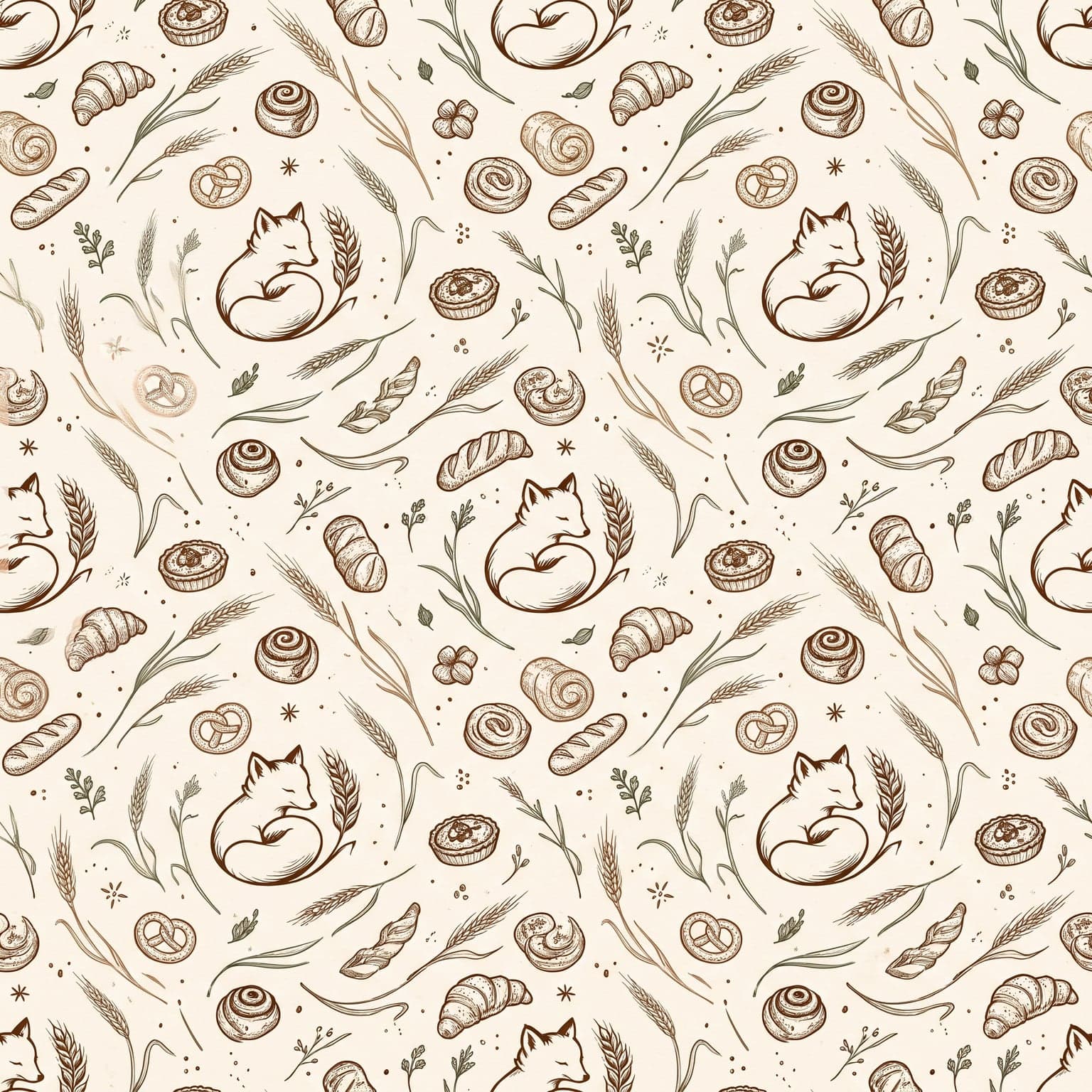 AI Hazelfox Bakehouse Pastry Gift Wrap Pattern generated with BrandGen
