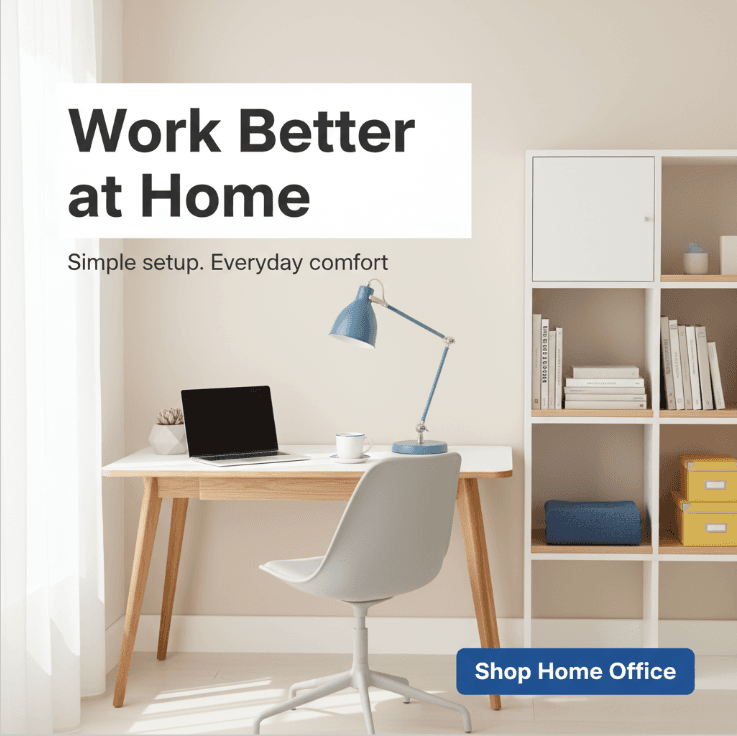 AI IKEA-Style Home Office Setup Ad generated with BrandGen