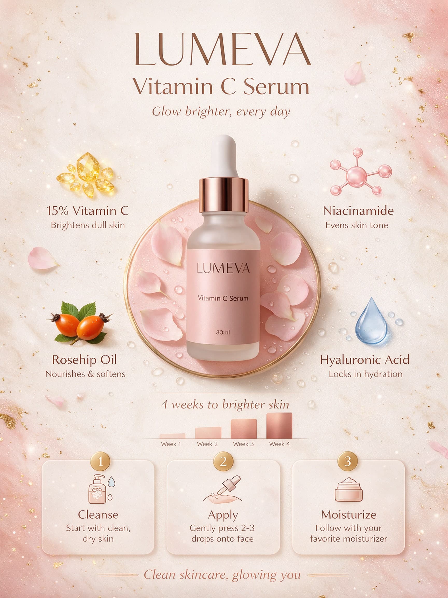 AI Skincare Infographic on Rose Marble, Second Variant generated with BrandGen