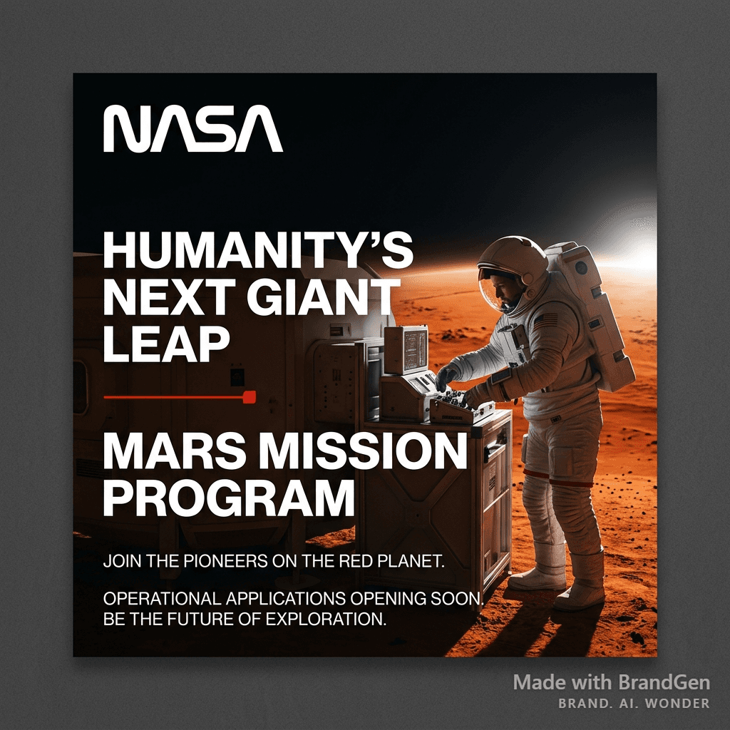 AI NASA-Style Mars Recruitment Poster generated with BrandGen