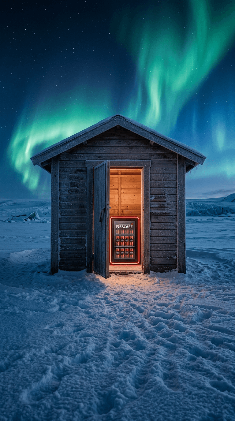 AI Nescafe Aurora Snow Hut Cooler generated with BrandGen