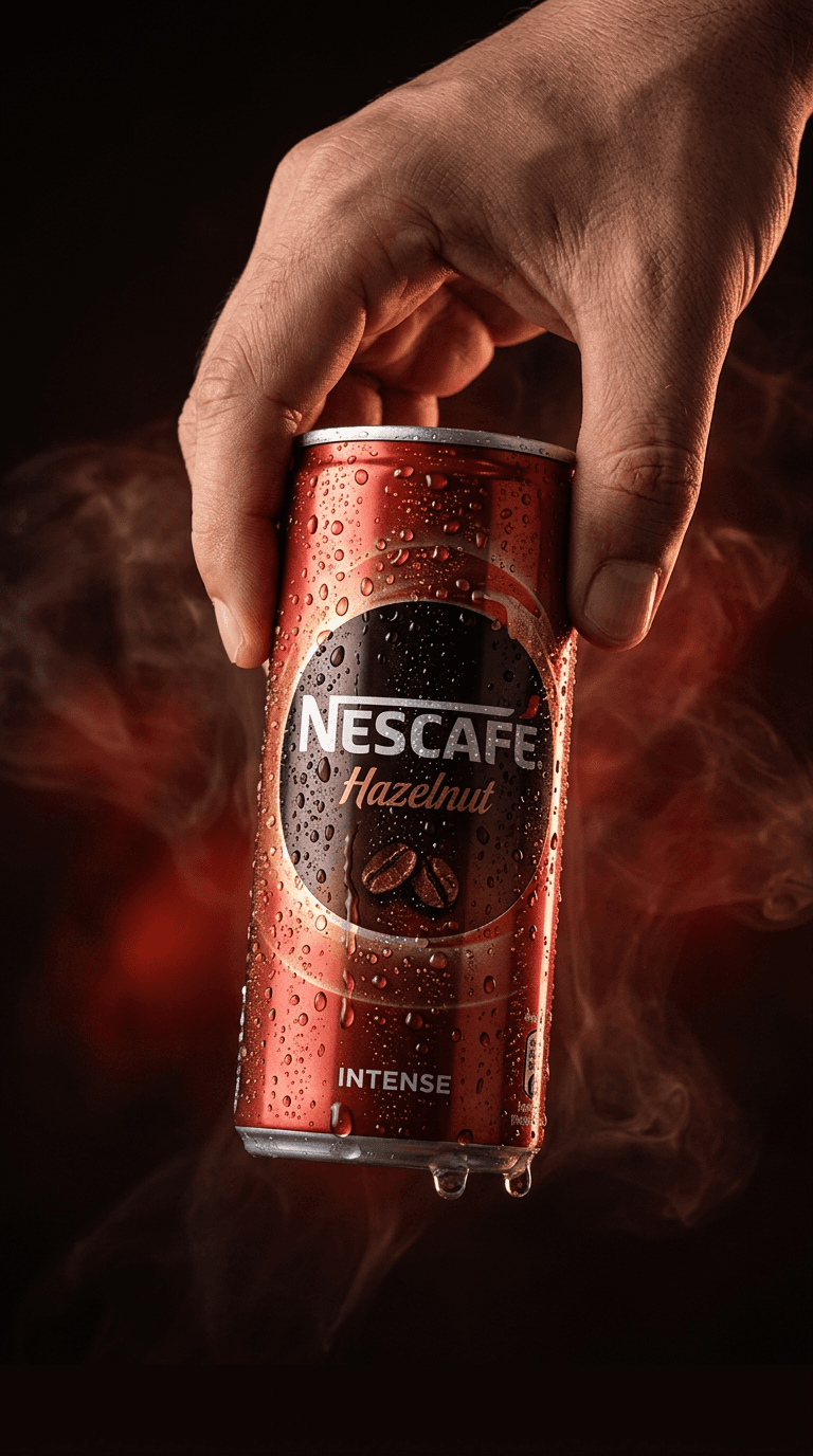 AI Nescafe Chilled Can In Hand generated with BrandGen