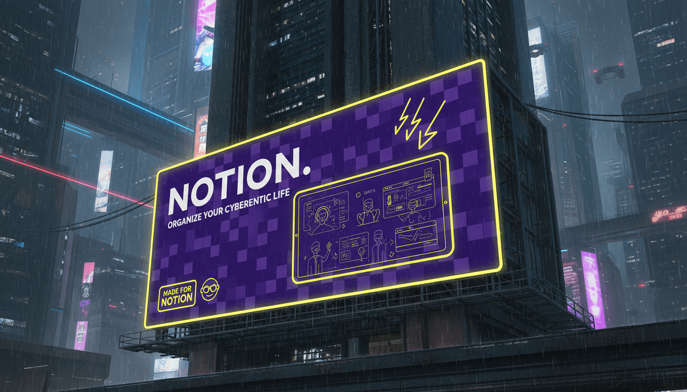 AI Notion-Style Cyberpunk Billboard generated with BrandGen