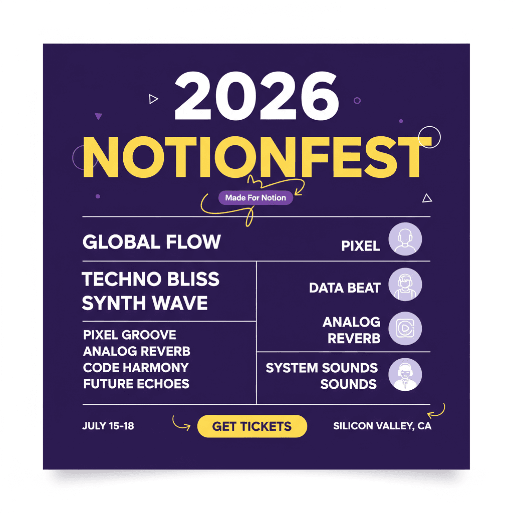 AI Notion-Style Music Festival Poster generated with BrandGen