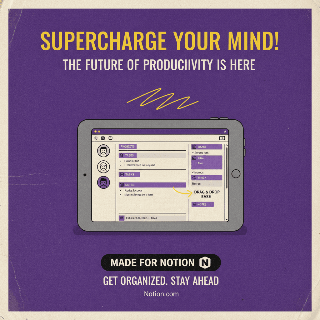 AI Notion-Style Retro Magazine Ad generated with BrandGen
