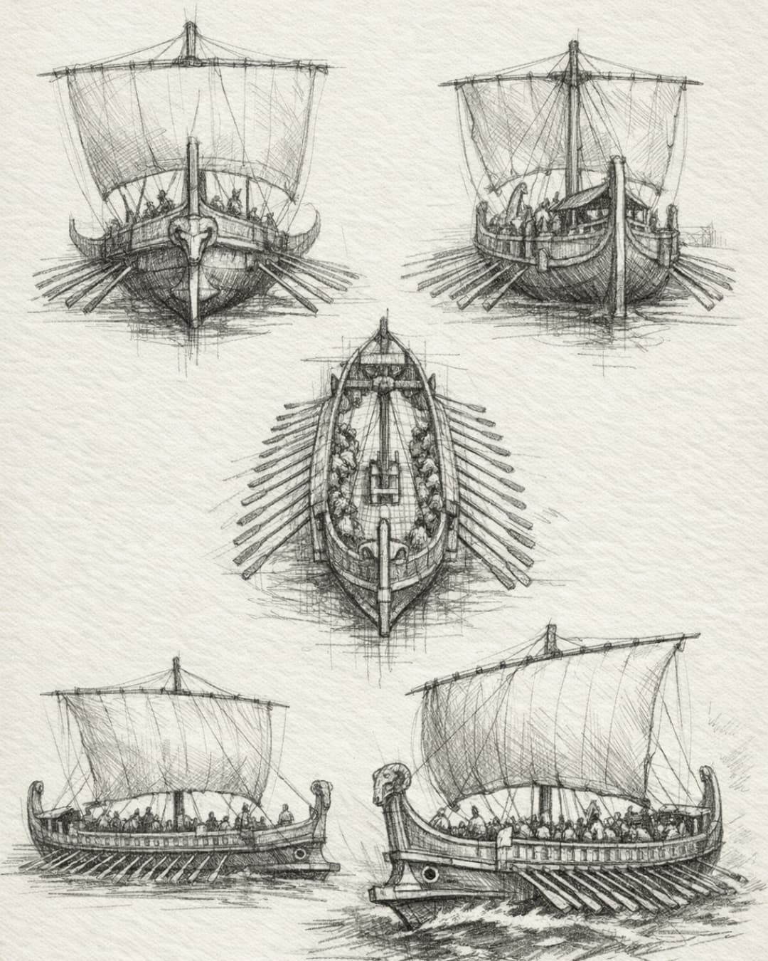AI Ancient Greek Ship Concept Sheet generated with BrandGen