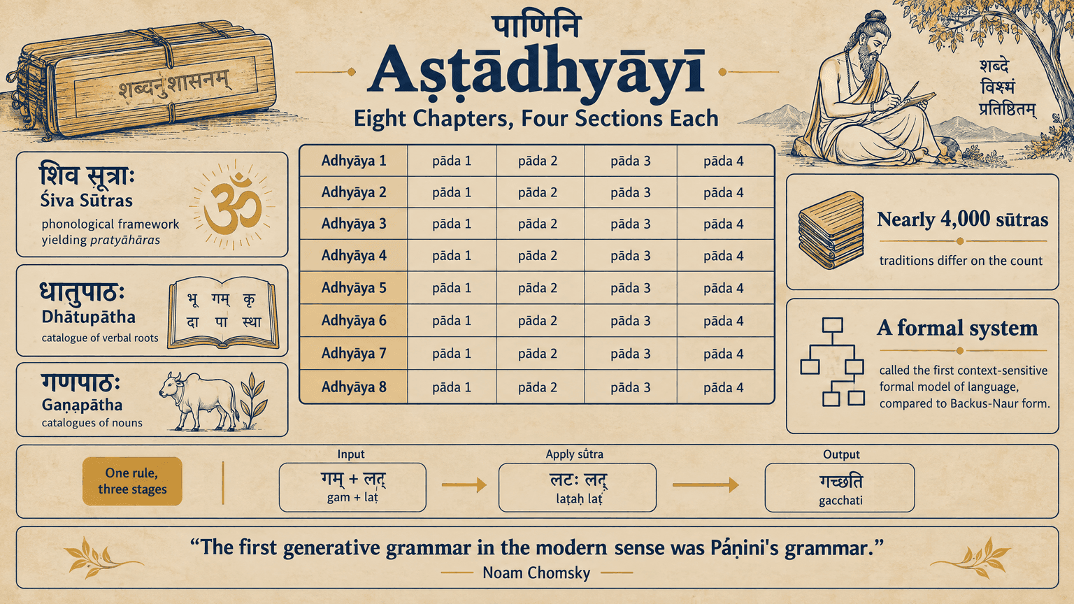 AI Panini Ashtadhyayi Poster, Sunburst Variant generated with BrandGen