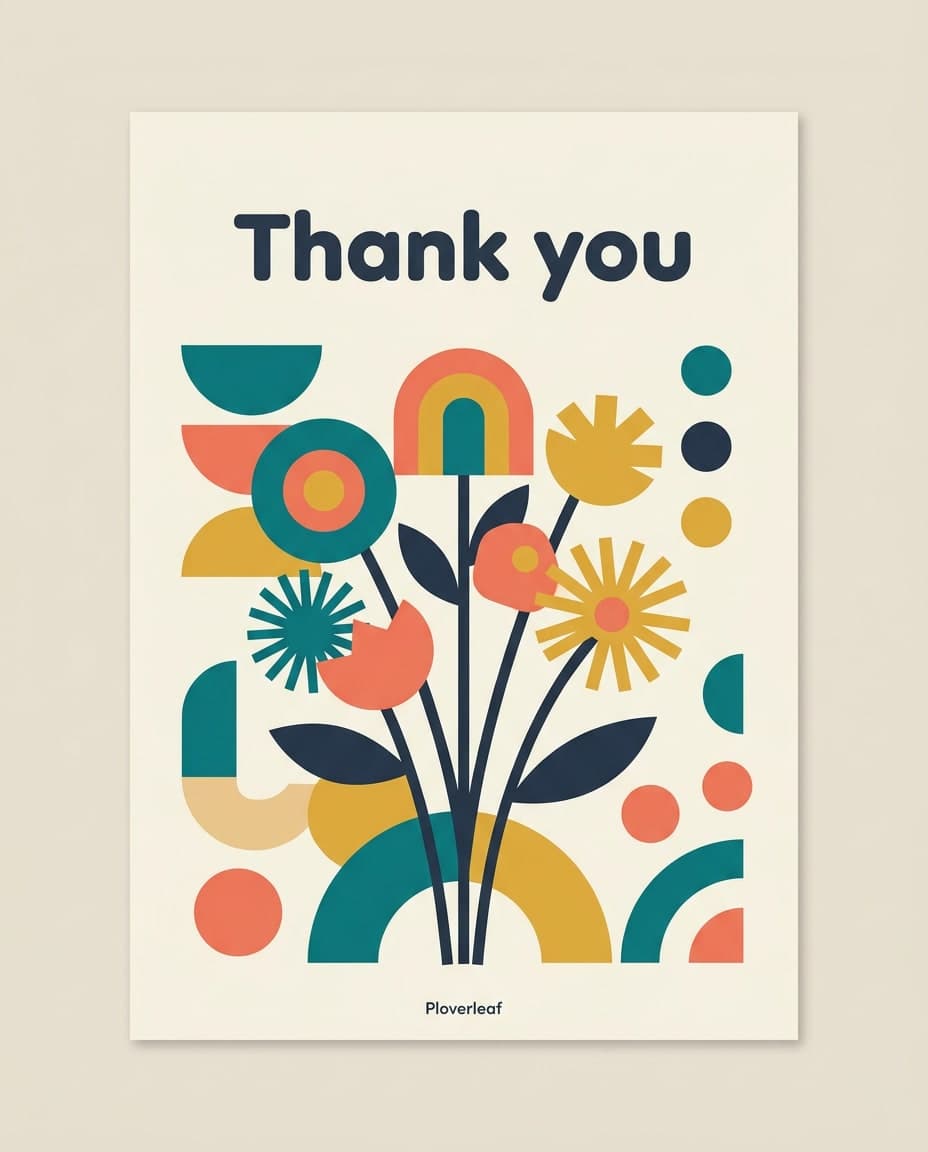 AI Ploverleaf Thank You Greeting Card Flat Illustration generated with BrandGen
