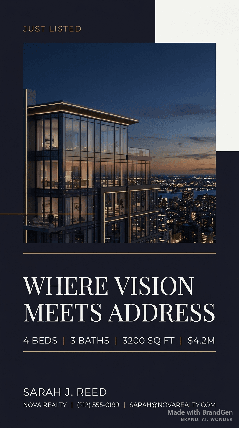 AI Luxury Real Estate Just Listed Card generated with BrandGen