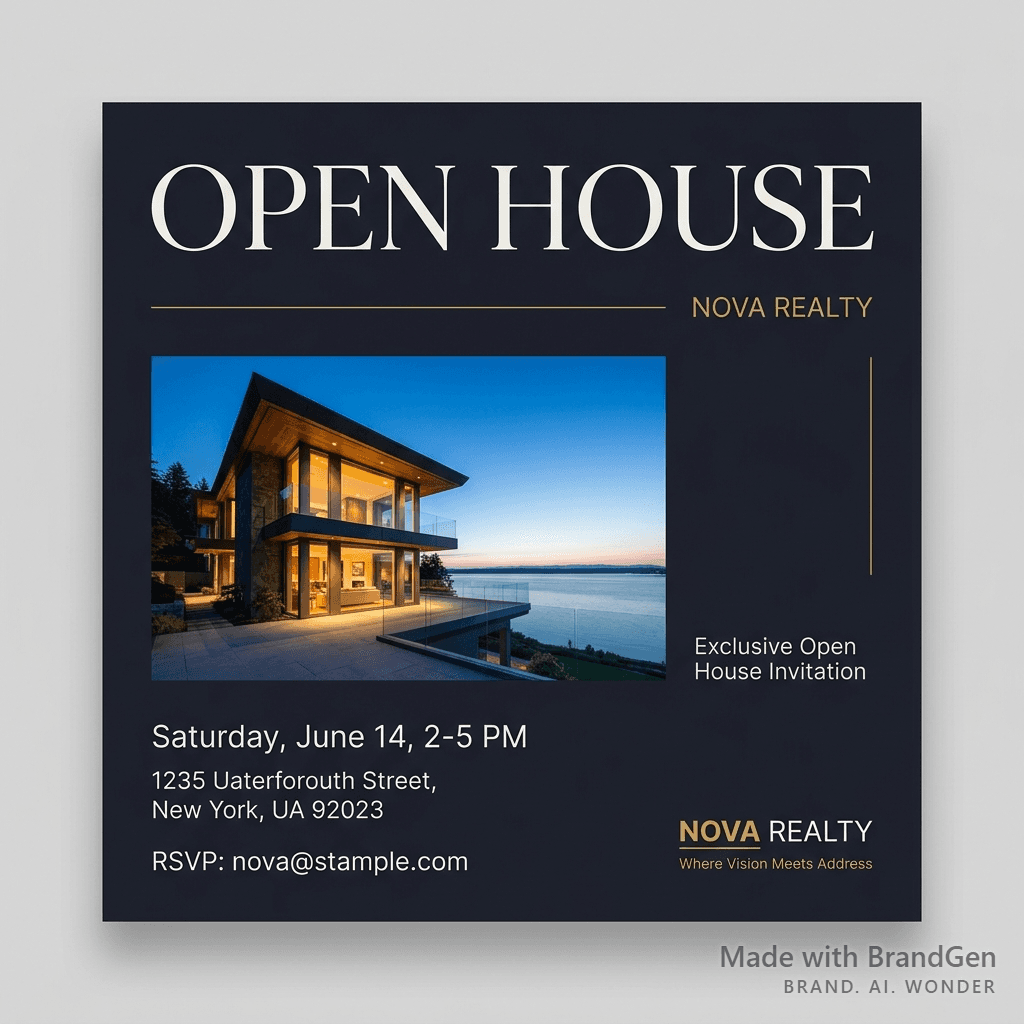 AI Luxury Real Estate Open House Invite generated with BrandGen
