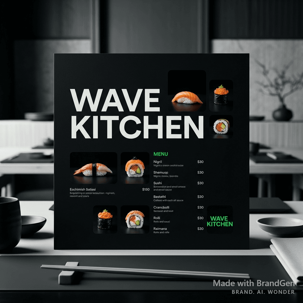 AI Spotify-Inspired Restaurant Identity generated with BrandGen