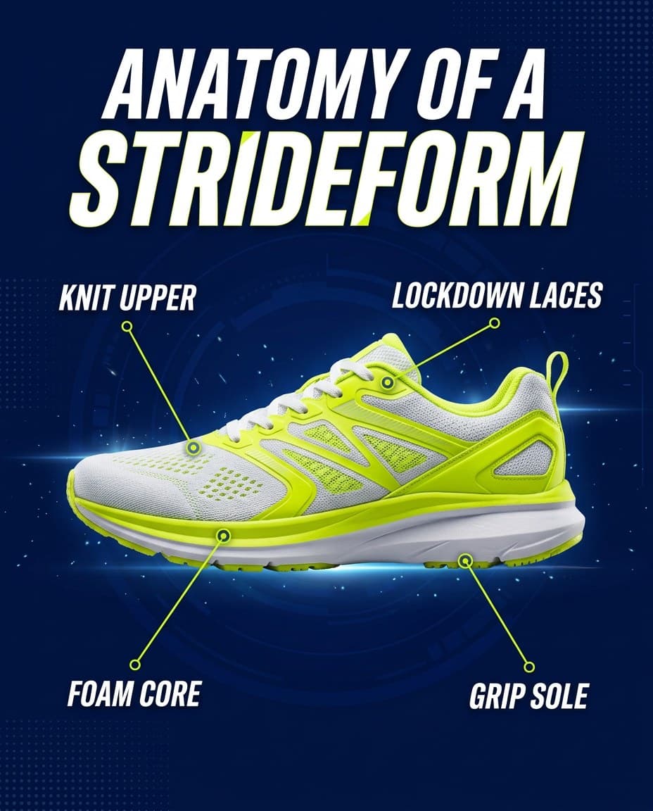 Strideform Sneaker Anatomy Infographic